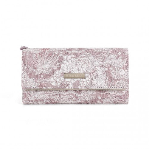 WTM2448 - Miss Lulu Elegant Women's Long Purse with Detachable Wrist Strap And Multi-Card Organizer - Pink