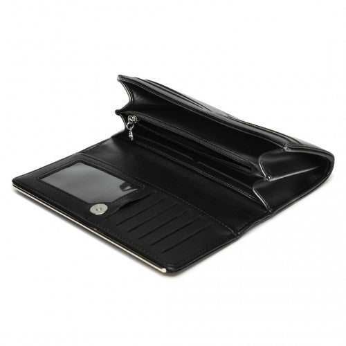 WTM2454 - Miss Lulu Sleek and Elegant Long Wallet for Women– A Timeless Accessory - Black