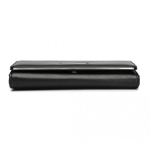 WTM2454 - Miss Lulu Sleek and Elegant Long Wallet for Women– A Timeless Accessory - Black