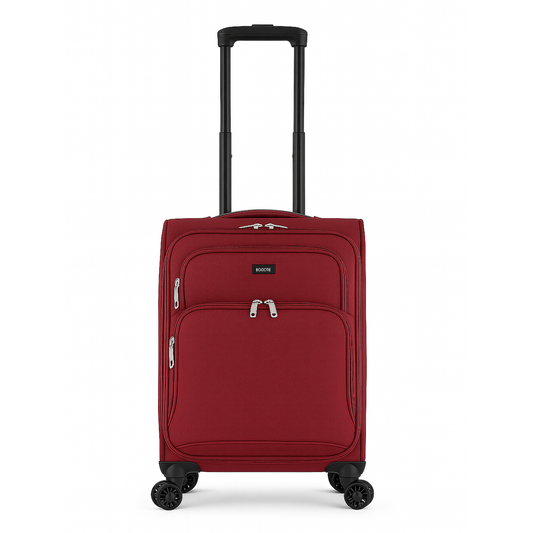 Explorador Expandable Soft Suitcase with Spinner Wheels & Lock - Burgundy