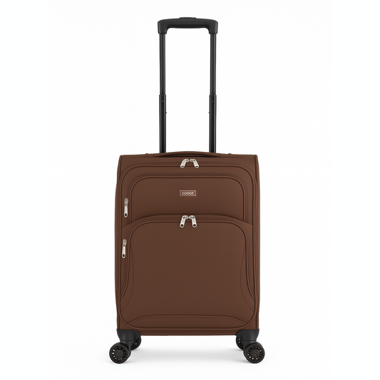 Explorador Expandable Soft Suitcase with Spinner Wheels & Lock - Brown