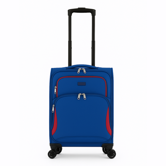 Explorador Expandable Soft Suitcase with Spinner Wheels & Lock - Navy
