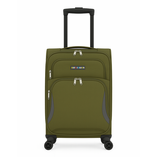 Explorador Expandable Soft Suitcase with Spinner Wheels & Lock - Army Green