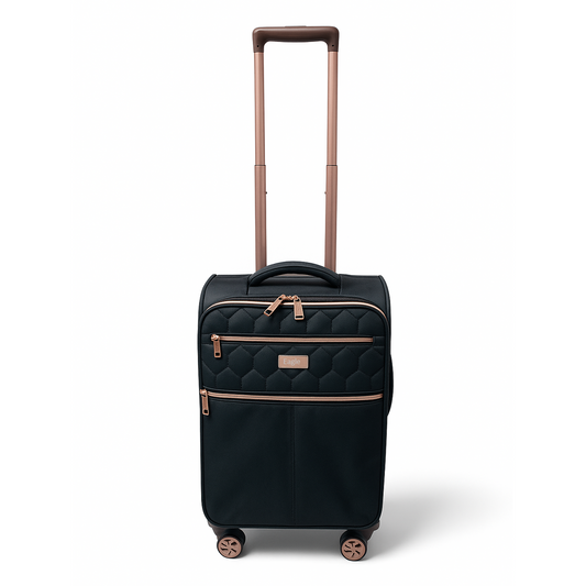 EAGLE Skyper Expandable Softshell Luggage – Super Light, 8-Wheel Spinner - Black