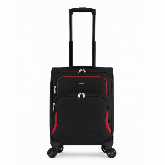Explorador Expandable Soft Suitcase with Spinner Wheels & Lock - Black