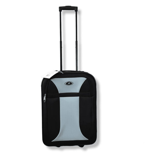 Chicane 2 Wheel Light Weight Expandable Suitcase Travel Luggage Cabin Trolley Bag Soft BLACK/SKY - Easy Luggage