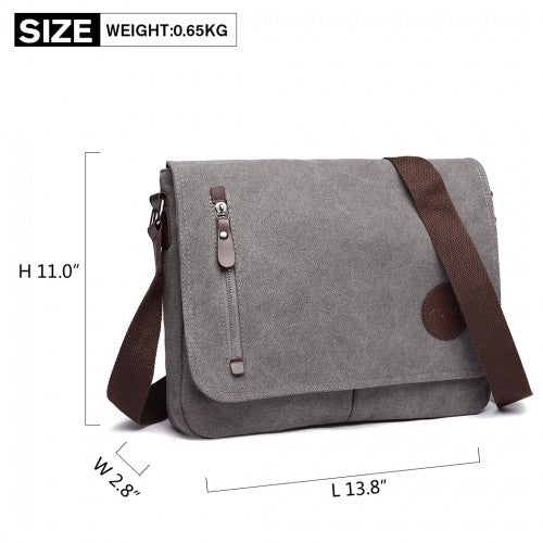 E1824 - 1 - Kono RFID - Blocking Retro Style Canvas Cross Body Messenger Bag - Grey - Easy Luggage