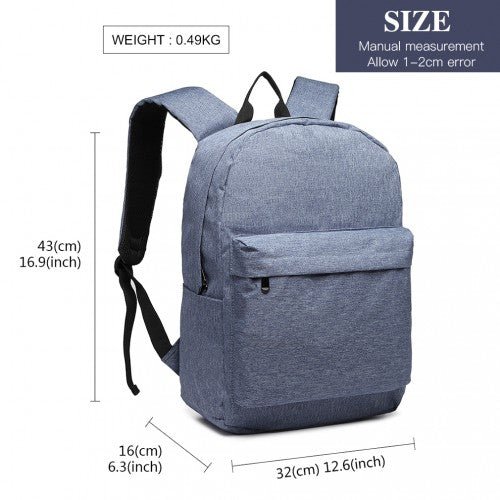 E1930 - Kono Durable Polyester Everyday Backpack With Sleek Design - Blue - Easy Luggage