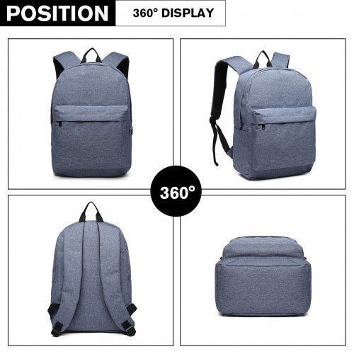 E1930 - Kono Durable Polyester Everyday Backpack With Sleek Design - Blue - Easy Luggage