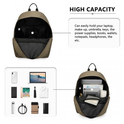 E1930 - Kono Durable Polyester Everyday Backpack With Sleek Design - Brown - Easy Luggage