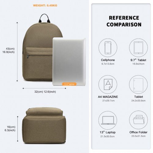 E1930 - Kono Durable Polyester Everyday Backpack With Sleek Design - Brown - Easy Luggage