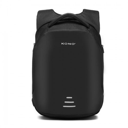 E1946 - KONO REFLECTIVE USB CHARGING INTERFACE BACKPACK - BLACK - Easy Luggage