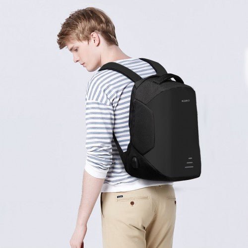 E1946 - KONO REFLECTIVE USB CHARGING INTERFACE BACKPACK - BLACK - Easy Luggage