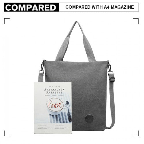 E1965 - Kono Large Canvas Unisex Messenger Bag - Grey - Easy Luggage