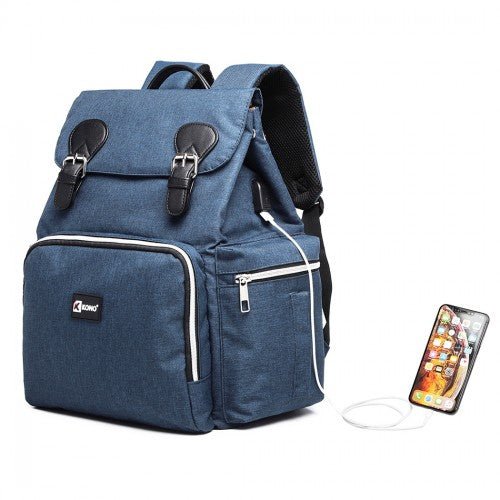 E1976 - Kono Travel Baby Changing Backpack with USB Charging Interface - Navy - Easy Luggage
