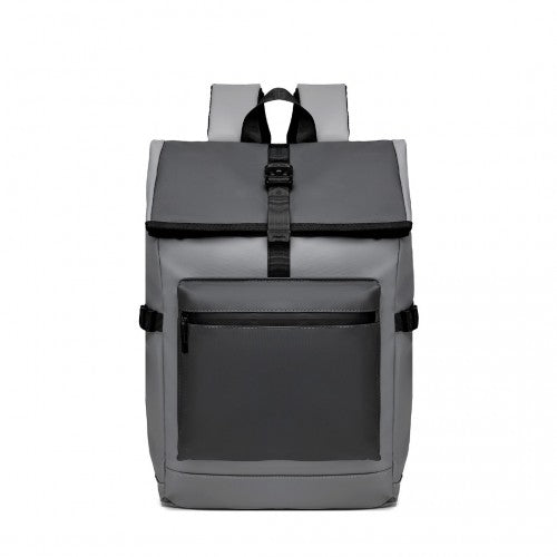 E2330 - Kono Durable PVC Coated Water - resistant Stylish Backpack - Grey - Easy Luggage