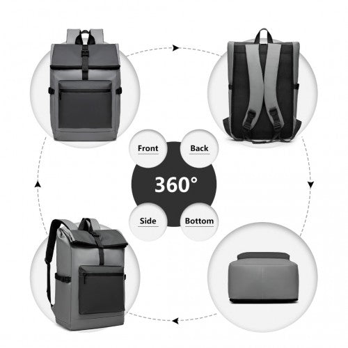 E2330 - Kono Durable PVC Coated Water - resistant Stylish Backpack - Grey - Easy Luggage