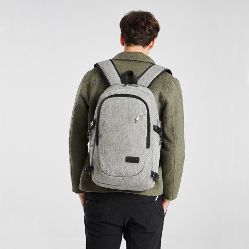 E6715 - Kono Business Laptop Backpack with USB Charging Port - Grey - Easy Luggage