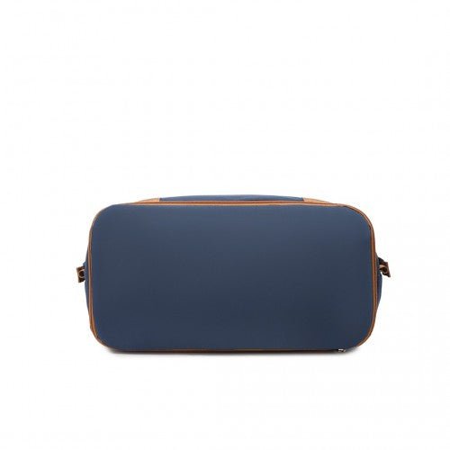 EA2212 - Kono Two Pieces Expandable Durable Waterproof Travel Duffel Bag Set - Navy And Brown - Easy Luggage