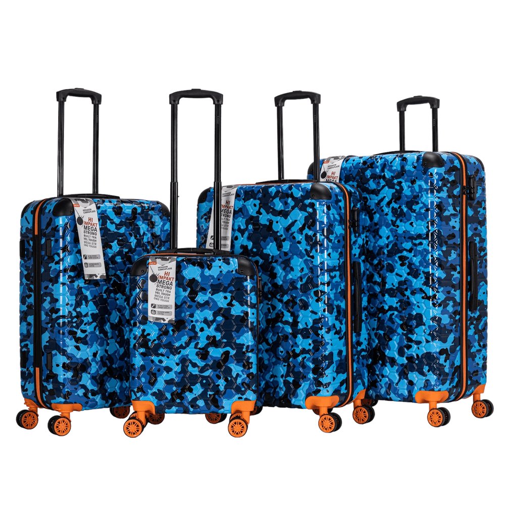 Eagle Camouflage Print Lightweight 4 Wheel ABS Hard Shell Luggage Suitcase Blue - Easy Luggage