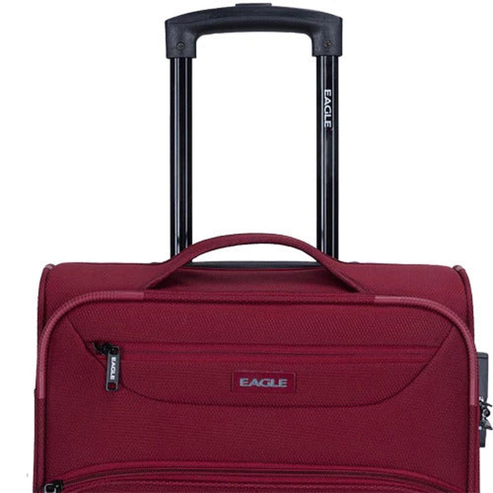 Eagle Super Lightweight 4 Wheels Spinner Soft Shell Expandable Luggage Burgundy - Easy Luggage
