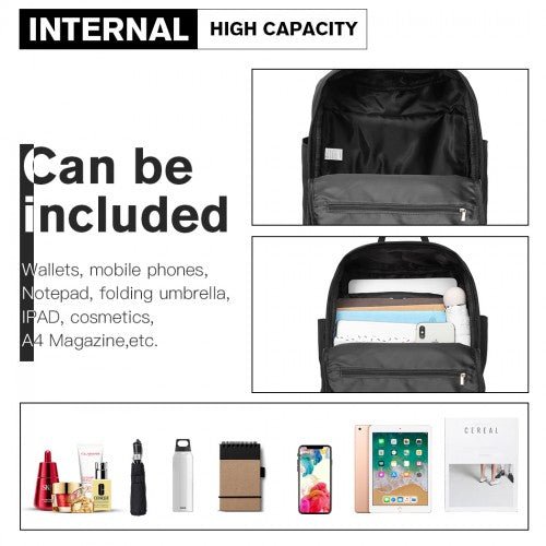 EB2017 - Kono Large Polyester Laptop Backpack - Black - Easy Luggage