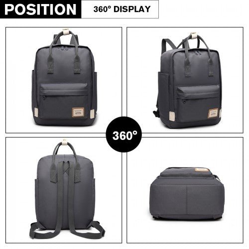 EB2017 - Kono Large Polyester Laptop Backpack - Grey - Easy Luggage