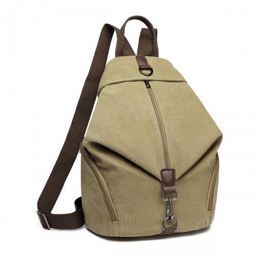 EB2044 - Kono Fashion Anti - Theft Canvas Backpack - Khaki - Easy Luggage