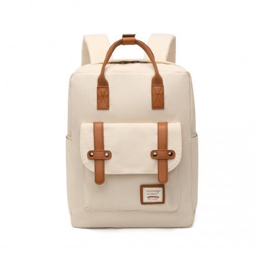 EB2211 - Kono Casual Daypack Lightweight Backpack Travel Bag - Beige And Brown - Easy Luggage
