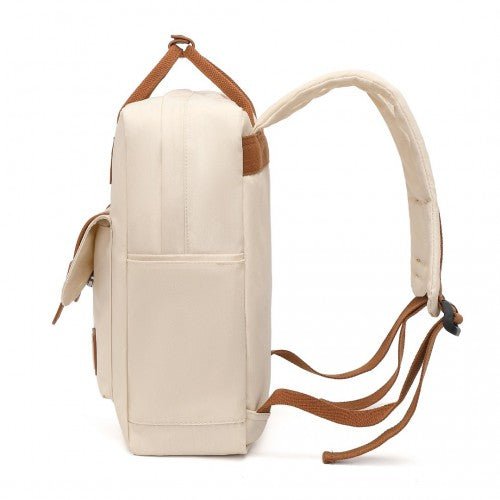 EB2211 - Kono Casual Daypack Lightweight Backpack Travel Bag - Beige And Brown - Easy Luggage