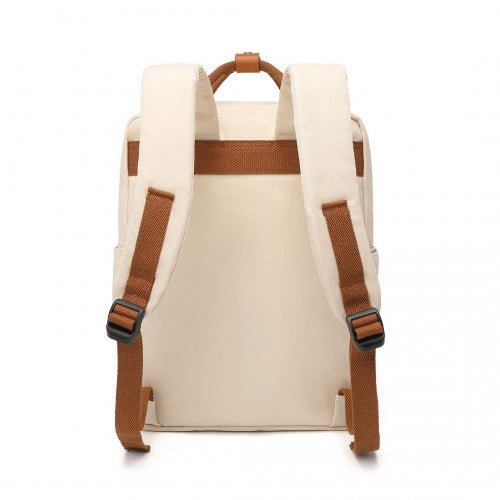 EB2211 - Kono Casual Daypack Lightweight Backpack Travel Bag - Beige And Brown - Easy Luggage