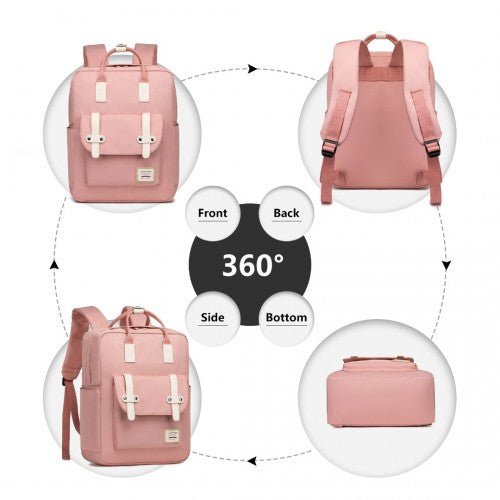 EB2211 - Kono Casual Daypack Lightweight Backpack Travel Bag - Pink - Easy Luggage