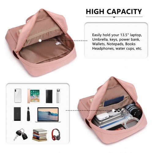 EB2211 - Kono Casual Daypack Lightweight Backpack Travel Bag - Pink - Easy Luggage