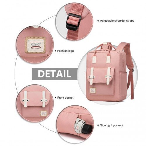 EB2211 - Kono Casual Daypack Lightweight Backpack Travel Bag - Pink - Easy Luggage