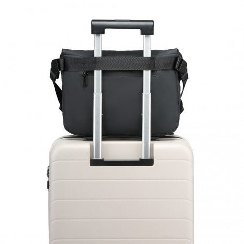 EB2340 - KONO Modern PVC Coated Water - Resistant Crossbody With Versatile Carrying Options - Black - Easy Luggage