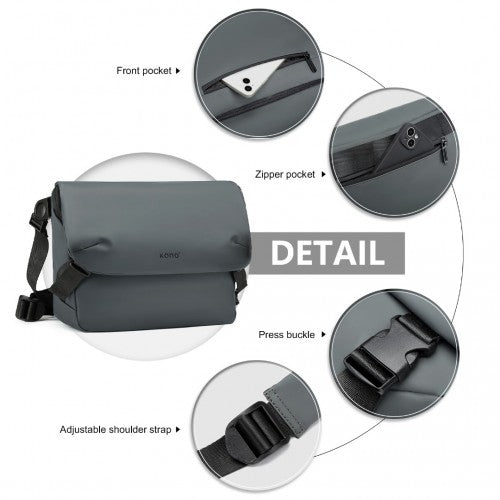 EB2340 - KONO Modern PVC Coated Water - Resistant Crossbody With Versatile Carrying Options - Grey - Easy Luggage