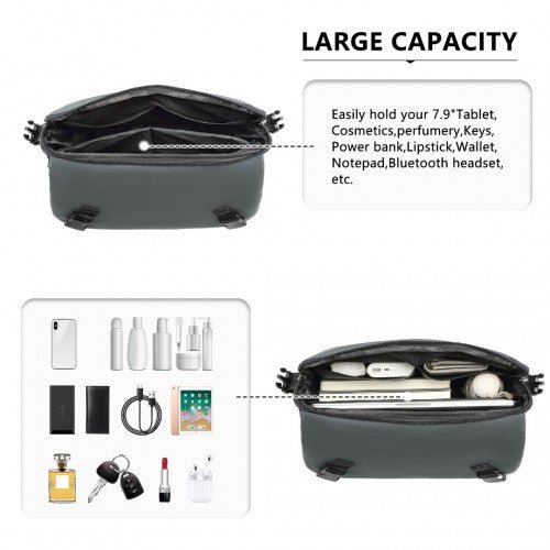 EB2340 - KONO Modern PVC Coated Water - Resistant Crossbody With Versatile Carrying Options - Grey - Easy Luggage