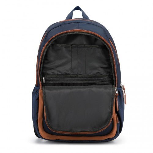 EB2363 - Kono Lightweight & Glow - in - the - Dark 3 - Piece Laptop Backpack Set with Crossbody Bag and Pencil Case - Navy And Brown - Easy Luggage