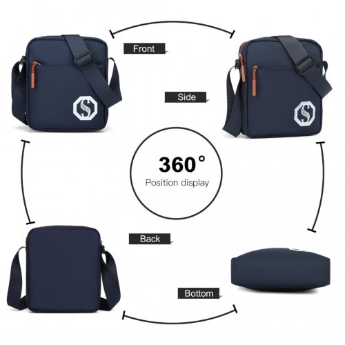 EB2363 - Kono Lightweight & Glow - in - the - Dark 3 - Piece Laptop Backpack Set with Crossbody Bag and Pencil Case - Navy And Brown - Easy Luggage