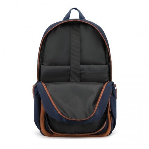EB2363 - Kono Lightweight & Glow - in - the - Dark 3 - Piece Laptop Backpack Set with Crossbody Bag and Pencil Case - Navy And Brown - Easy Luggage