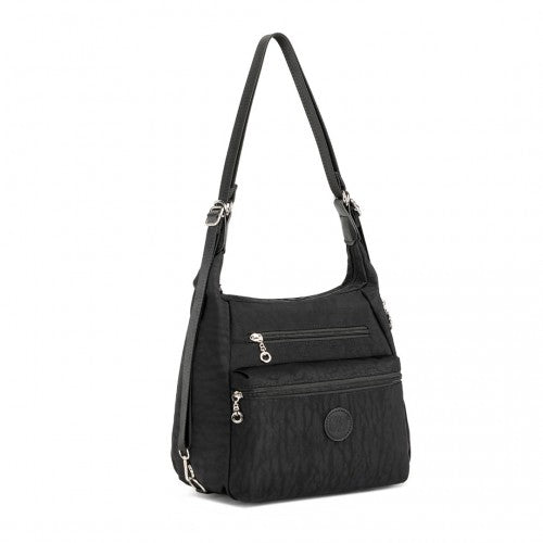 EH2063 - Kono Three Way Multipurpose Casual Shoulder Bag With Double Zippers - Black - Easy Luggage