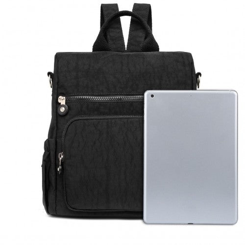 EH2107 - Kono Multi Way Anti - theft Waterproof Backpack Shoulder Bag - Black - Easy Luggage
