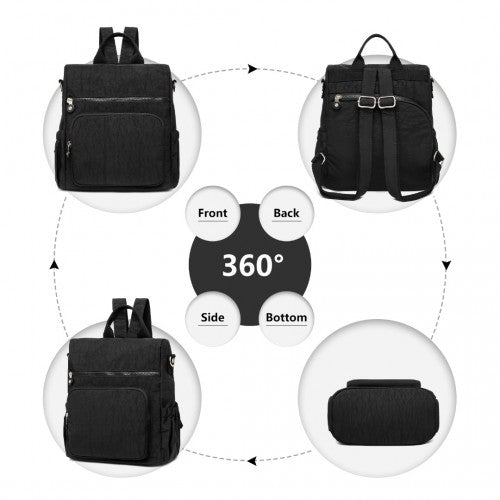 EH2107 - Kono Multi Way Anti - theft Waterproof Backpack Shoulder Bag - Black - Easy Luggage