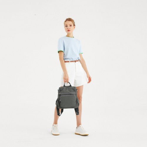 EH2107 - Kono Multi Way Anti - theft Waterproof Backpack Shoulder Bag - Grey - Easy Luggage