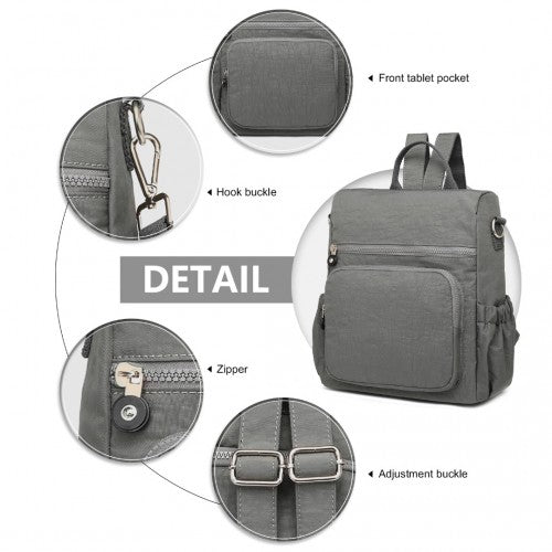 EH2107 - Kono Multi Way Anti - theft Waterproof Backpack Shoulder Bag - Grey - Easy Luggage