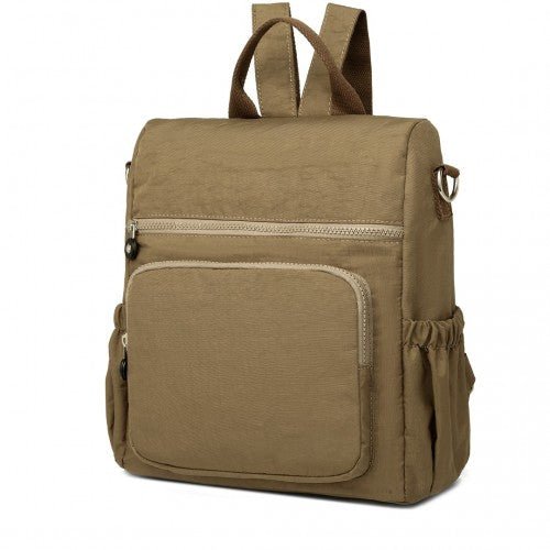 EH2107 - Kono Multi Way Anti - theft Waterproof Backpack Shoulder Bag - Khaki - Easy Luggage