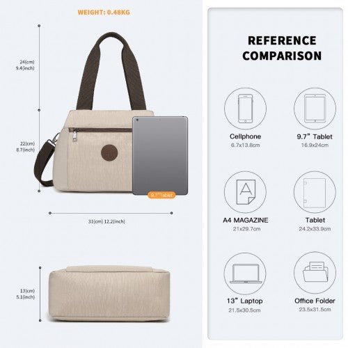 EH2239 - Kono Waterproof Multi - Functional Handbag Cross Body Bag - Khaki - Easy Luggage