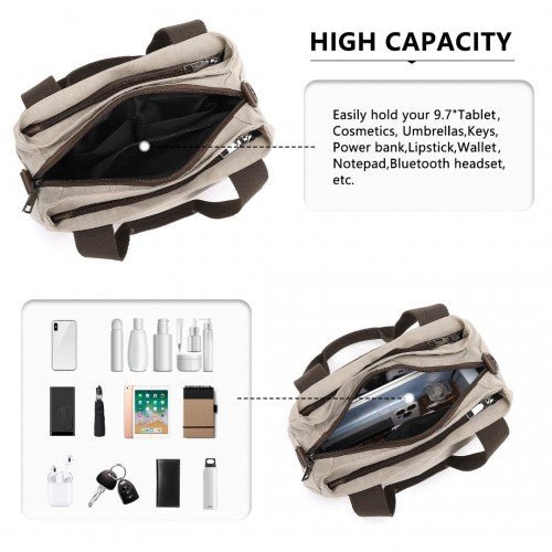 EH2239 - Kono Waterproof Multi - Functional Handbag Cross Body Bag - Khaki - Easy Luggage