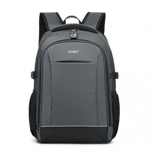 EM2130 - Kono Functional Travel Backpack With USB Charging Port - Grey - Easy Luggage