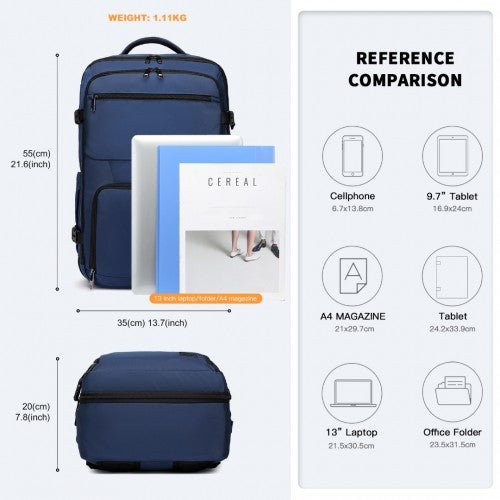EM2207 - Kono Multifunctional Portable Travel Backpack Cabin Luggage Bag - Navy - Easy Luggage